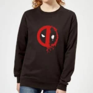 Marvel Deadpool Split Splat Logo Womens Sweatshirt - Black