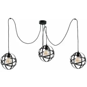 Keter Pola Cluster Pendant Ceiling Light Black, 3x E27
