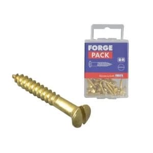 ForgeFix Wood Screw Slotted Raised Head ST Solid Brass 1" x 6 Forge Pack 20