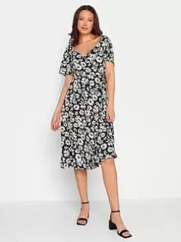 Long Tall Sally Tall Daisy Print Wrap Dress, Black, Size 10, Women
