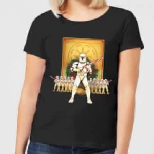 Star Wars Candy Cane Stormtroopers Womens Christmas T-Shirt - Black