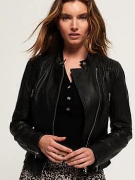 Superdry Alexa Racer Jacket - Blackboard, Black, Size 12, Women