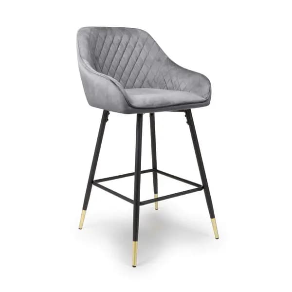 Shankar Savanna Brushed Velvet Grey Bar Stools - Grey 545296cm