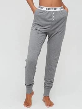 Superdry Logo Waistband PJ Pant - Grey Marl, Grey, Size 12, Women