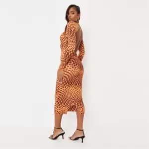 Missguided Optical Spot Dress - Orange