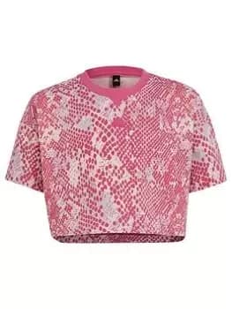adidas Sportswear Junior Girls Future Icons Print T, Light Pink, Size 7-8 Years