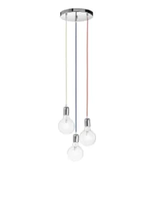 PENDEL 3 Light Cluster Pendant Ceiling Light Red, Yellow, Blue 25x80cm