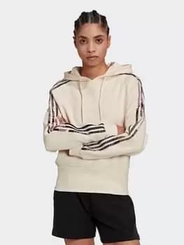 adidas Allover Print Hoodie, Cream Size XL Women
