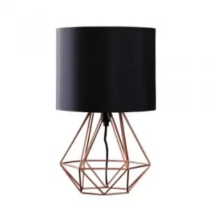 Angus Copper Geometric Table Lamp With Black Shade