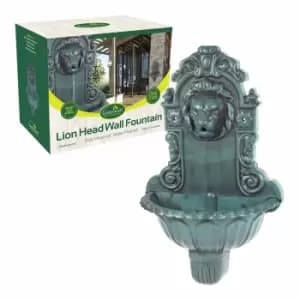Gardenkraft Lion Head Water Feature Bird Bath & Fountain - Green