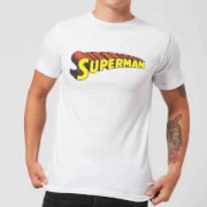 DC Superman Telescopic Crackle Logo Mens T-Shirt - White