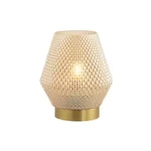 Larissa Table Lamp E27 Max 40W Glass Cognac, Brass On/Off Switch