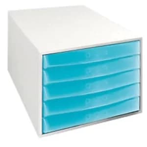 Exacompta Desktop Drawers Fantasy Works 222083D PS, PP Light Grey, Blue 38.7 x 28.4 x 21.8 cm