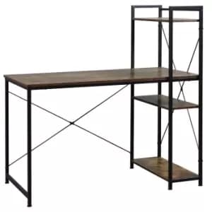 Homcom Computer Desk With 4 Tier Bookshelf Industrial Style