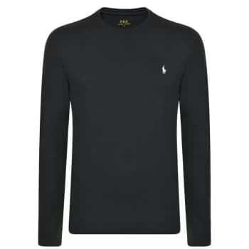 POLO RALPH LAUREN Long Sleeve Crew Neck Jersey T Shirt - Black