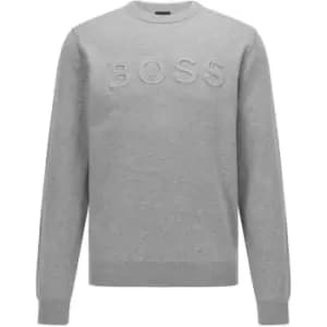 Boss Ube Embossed Logo Sweater - Grey