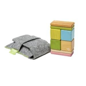 8 Piece Tegu Pocket Pouch Magnetic Wooden Block Set Tints