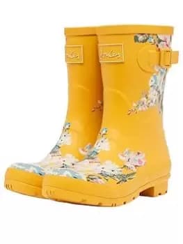 Joules Molly Floral Mid Length Welly - Yellow, Yellow, Size 4, Women