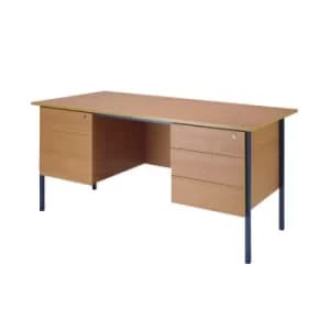 Serrion Rectangular Double Pedestal 4 Leg Desk 1800x750x730mm Bavarian Beech KF838755
