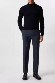 Regular Fit Navy Check Smart Trousers