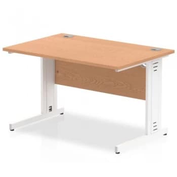 Trexus Rectangular Desk White Cable Managed Leg 1200x800mm Oak Ref