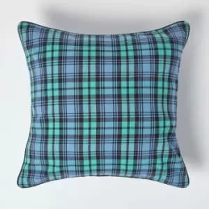 Homescapes - Cotton Black Watch Tartan Cushion Cover, 60 x 60cm - Blue