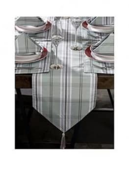 Grey Tartan 13 Piece Table Linen Set