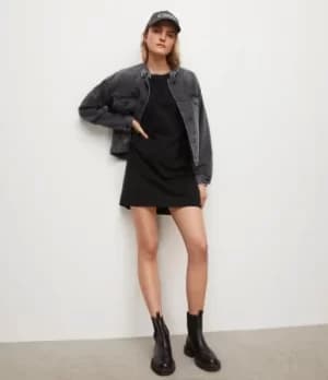 AllSaints Womens Stud T-Shirt Dress, Black, Size: M