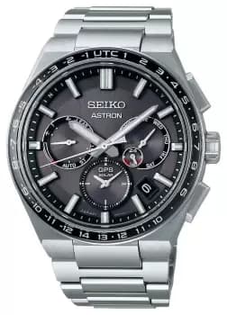 Seiko SSH111J1 Astron Solar GPS Chronograph Black Dial Watch