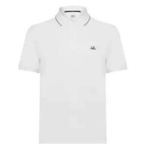 CP COMPANY Short Sleeve Tipped Polo Shirt - White