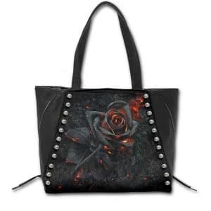 Burnt Rose PU Leather Studded Tote Bag