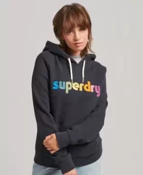 Superdry Womens Core Logo Rainbow Hoodie Navy / Richest Navy - Size: 12