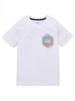 Jack & Jones Junior Boys Short Sleeve Circle Logo T-Shirt - White
