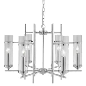 Milo 6 Light Multi Arm Ceiling Pendant Chrome, Glass Six, E14