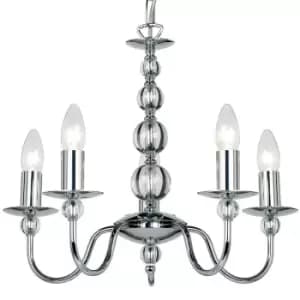 Hanging Flush Ceiling Pendant 5 Light CHROME & GLASS Chandelier Multi Lamp Bulb