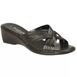Boulevard Womens/Ladies X Over Mule Sandals (5 UK) (Black Matt/Patent)