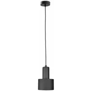 Keter Lighting - Keter Luce Cylindrical Pendant Ceiling Light Black, 15cm, 1x E27