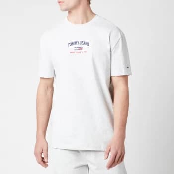 Tommy Jeans Mens Timeless Script T-Shirt - Silver Grey HTR - L