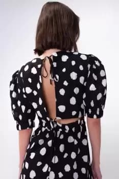 Ginn Midi Dress with Cut-out Back, Monochrome Spot / 10