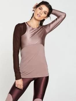 Nike Training Metallic Sheen Long Sleeve Top Mauve Mauve Size L Women
