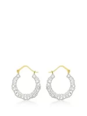 Love Gold 9Ct Yellow Gold Crystalique 18Mm X 21Mm Round Creole Earrings