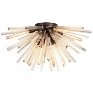 Luminosa 8 Light E27, Semi Flush Brown Oxide , Champagne Gold Glass