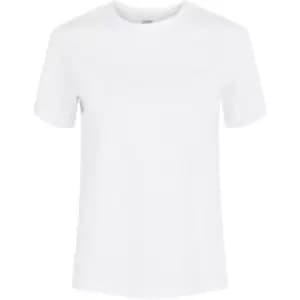 Pieces Cotton T-Shirt With Fold Up Sleeves - White