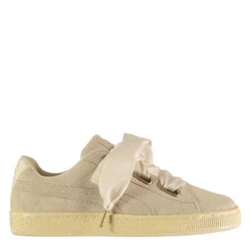 Puma Heart Suede Trainers Ladies - White-Gold