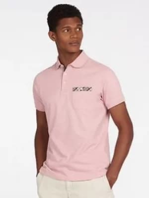 Barbour Hirst Tartan Pocket Polo Shirt, Pink Size M Men