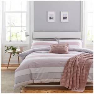 Catherine Lansfield Blush Newquay Stripe Bedding Set- Double