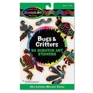 Melissa and Doug 2 Scratch Art Sticker Sheets 20 Stickers Assorted Bugs and Critters