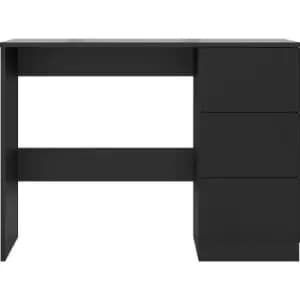 Stora Modern 3 Drawer Dressing Table - Matt Black - Black