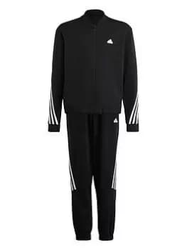 Boys, adidas Junior Future Icons 3 Stripe Tracksuit, Black/White, Size 11-12 Years