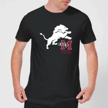 East Mississippi Community College Lion and Logo Mens T-Shirt - Black - 3XL - Black